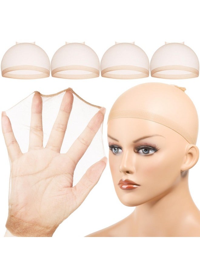 FANDAMEI - FANDAMEI HD Wig Cap, 4PCS Ultra Thin Wig Caps Light Brown, Nylon Wig Caps for Women Stretchy, Natural Transparent HD Wig Caps for Lace Front Wigs. Summer Wear Comfortable Wig Cap - Image 1