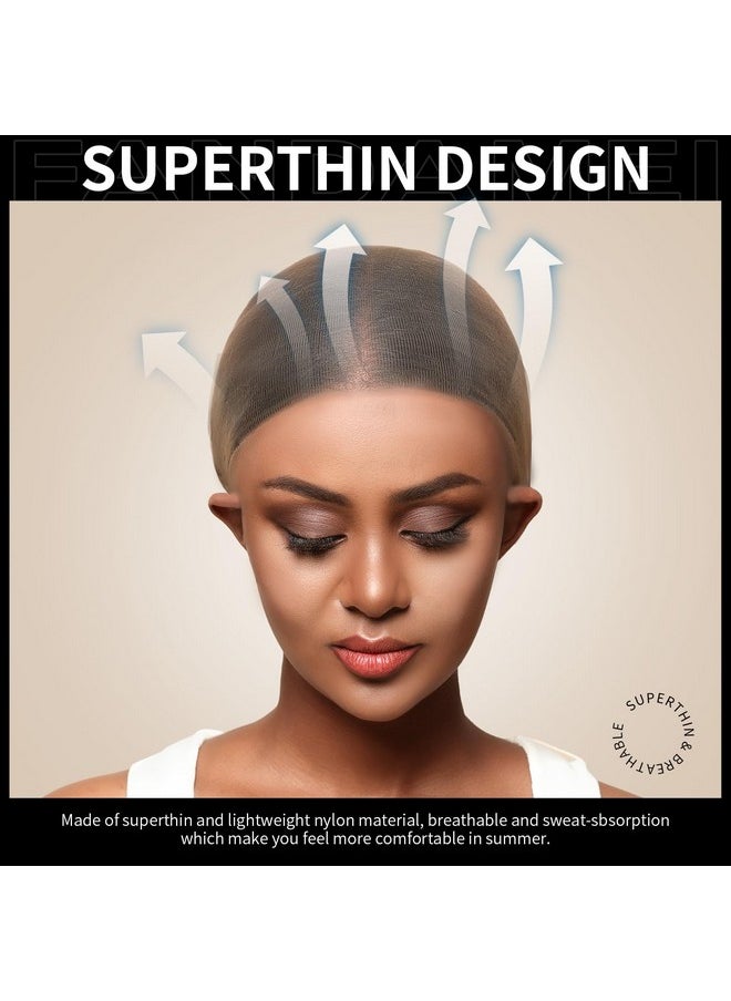 FANDAMEI - FANDAMEI HD Wig Cap, 4PCS Ultra Thin Wig Caps Light Brown, Nylon Wig Caps for Women Stretchy, Natural Transparent HD Wig Caps for Lace Front Wigs. Summer Wear Comfortable Wig Cap - Image 1