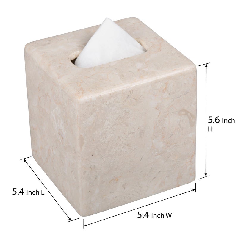 Creative Home Luxury Natural Champagne Marble Tissue Box Cover Heavy-Duty Square Facial Tissue Holder, Hand-Carved for Bathroom Bedroom Living Room, Elegant Durable, Beige, 5.4 x 5.4 x 5.6 H Inch - Image 5