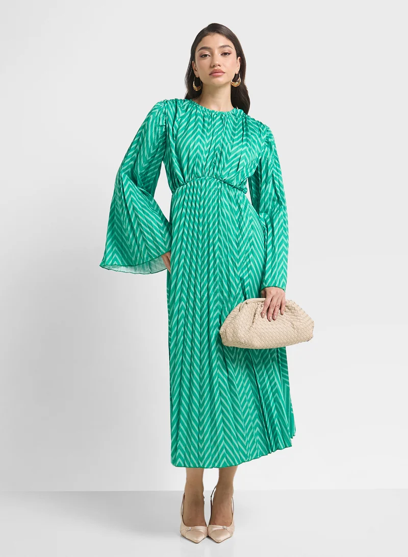 ELLA Chevron Pleated Dress