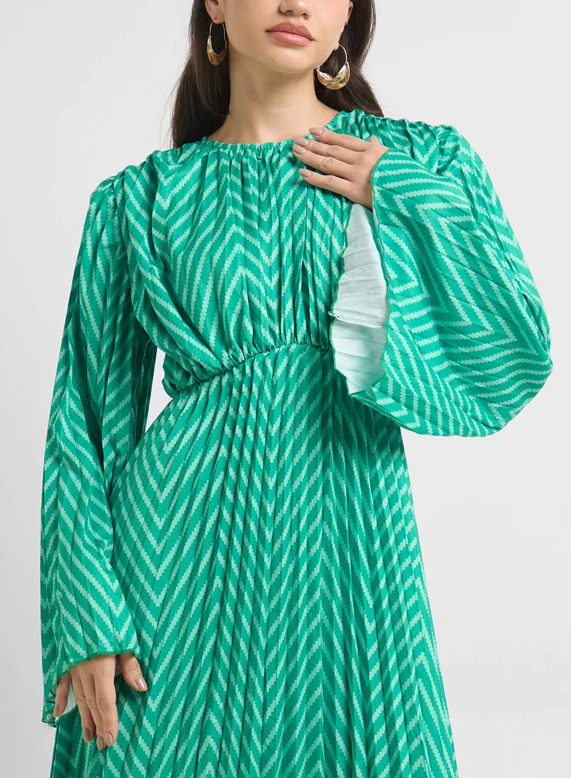 ELLA Chevron Pleated Dress