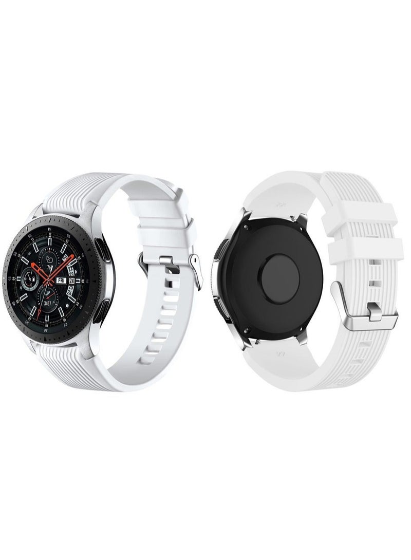 Captaintech Silicone Watch Strap for Samsung Galaxy Watch/Gear S3/Watch With a Lug Width of 22mm, Soft Silicone Sport Wristband Replacement Straps, Vertical Grain Strap, for Men and Women (White) - Image 1