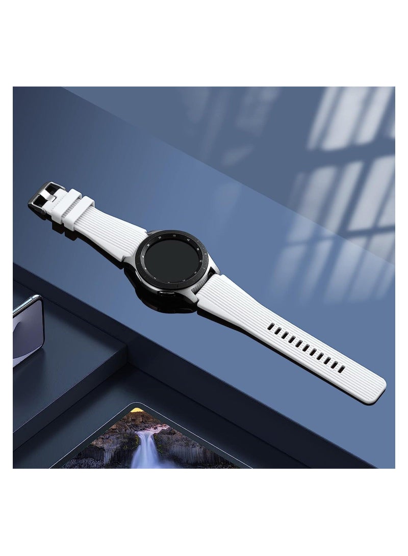Captaintech Silicone Watch Strap for Samsung Galaxy Watch/Gear S3/Watch With a Lug Width of 22mm, Soft Silicone Sport Wristband Replacement Straps, Vertical Grain Strap, for Men and Women (White) - Image 4