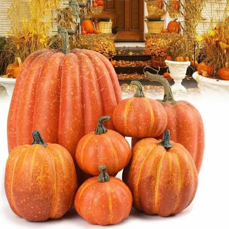 Halloween Pumpkin Figurine Set of 7, ABS Plastic, 21 cm High - Image 1