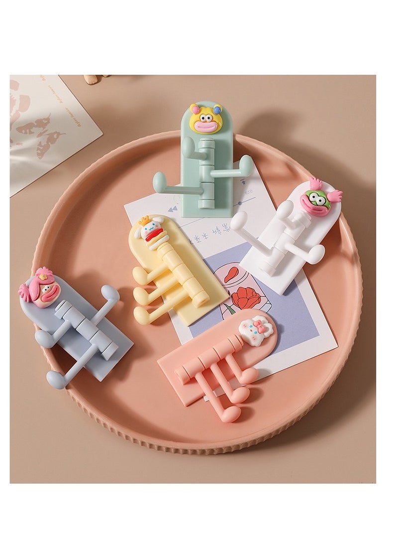 5PCS Cartoon Hooks No Need Nails Or Holes Can Rotate Sticky Hooks Kitchen Supplies Rotating Hooks - Image 1