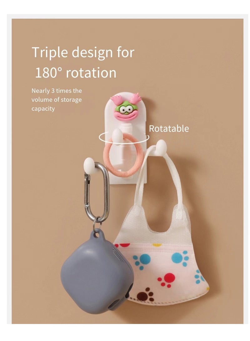 5PCS Cartoon Hooks No Need Nails Or Holes Can Rotate Sticky Hooks Kitchen Supplies Rotating Hooks - Image 3