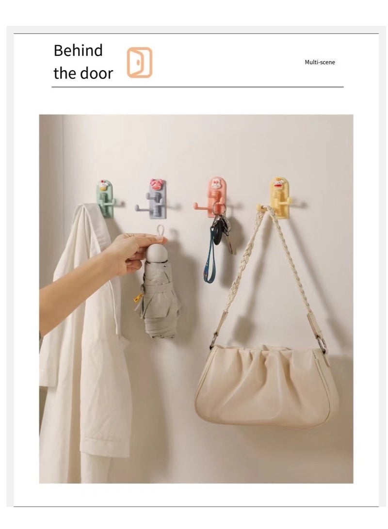 5PCS Cartoon Hooks No Need Nails Or Holes Can Rotate Sticky Hooks Kitchen Supplies Rotating Hooks - Image 2