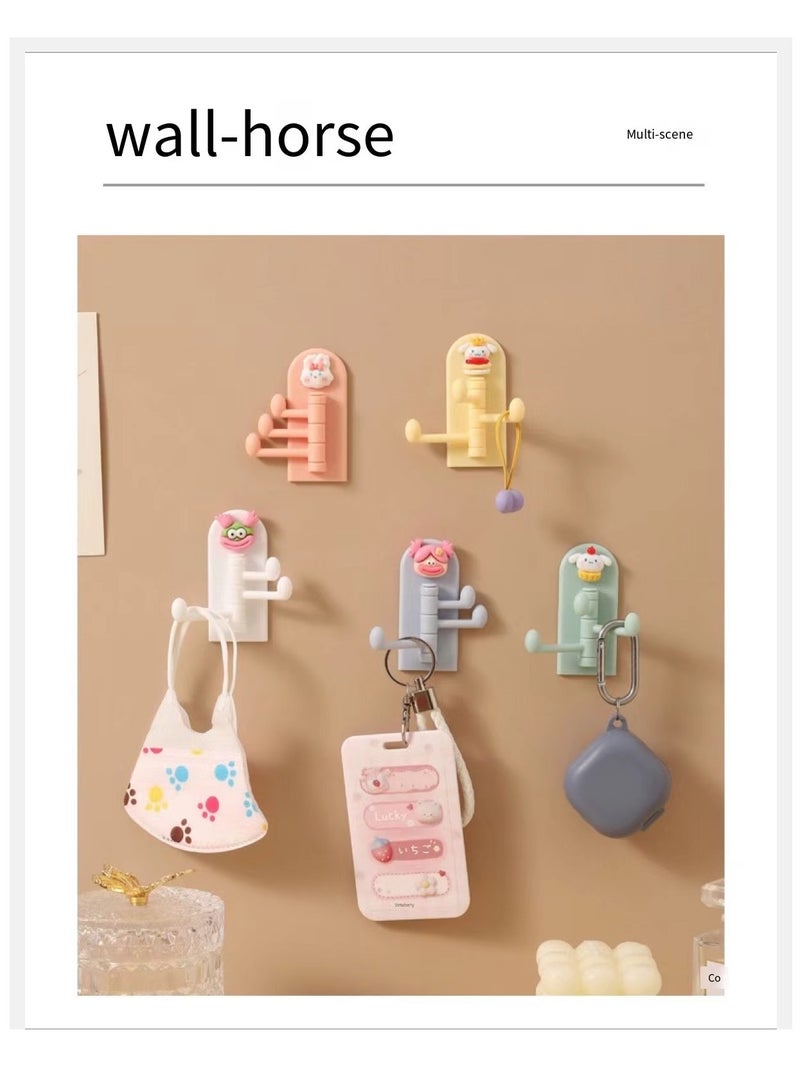 5PCS Cartoon Hooks No Need Nails Or Holes Can Rotate Sticky Hooks Kitchen Supplies Rotating Hooks - Image 4