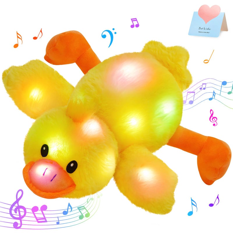 Glow Guards 12 Musical Light Up Yellow Duck Stuffed Animal LED Glowing Singing Soft Plush Toy Pillow Night Lullaby Holiday Birthday Childrens Day Gifts for Toddler Kids - Image 2