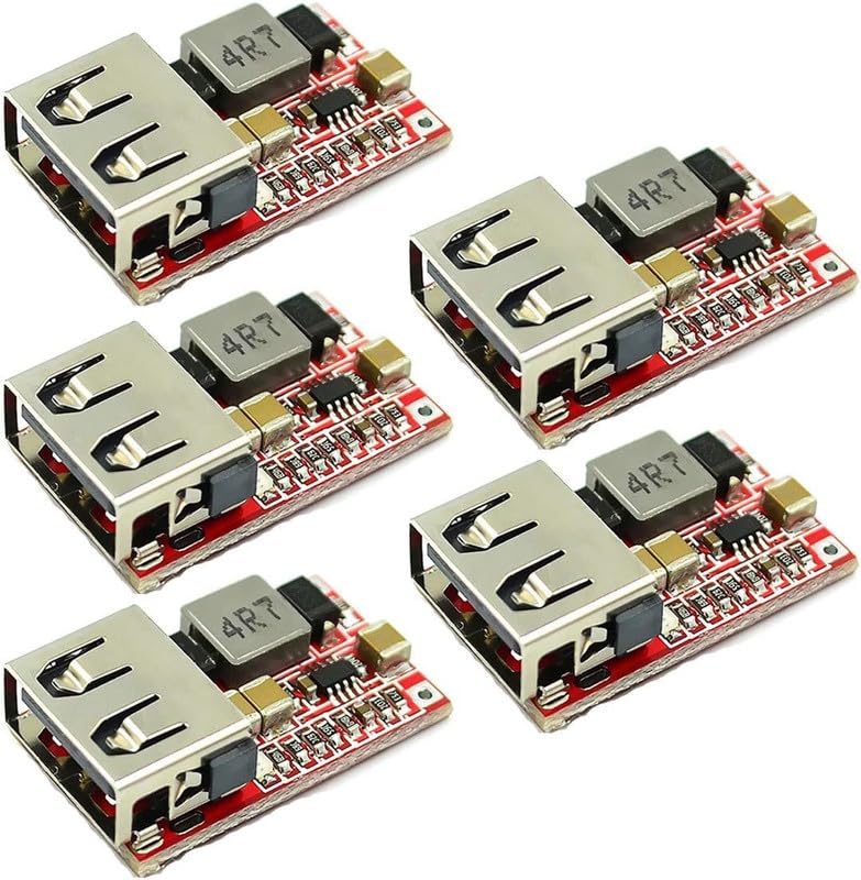 REES52 REES52 DC DC Buck Converter Car USB Charger Module 624V 12V 24V to 5V 3A Step Down Voltage Regulator Power Supply ModulePack of 5 Red - Image 1