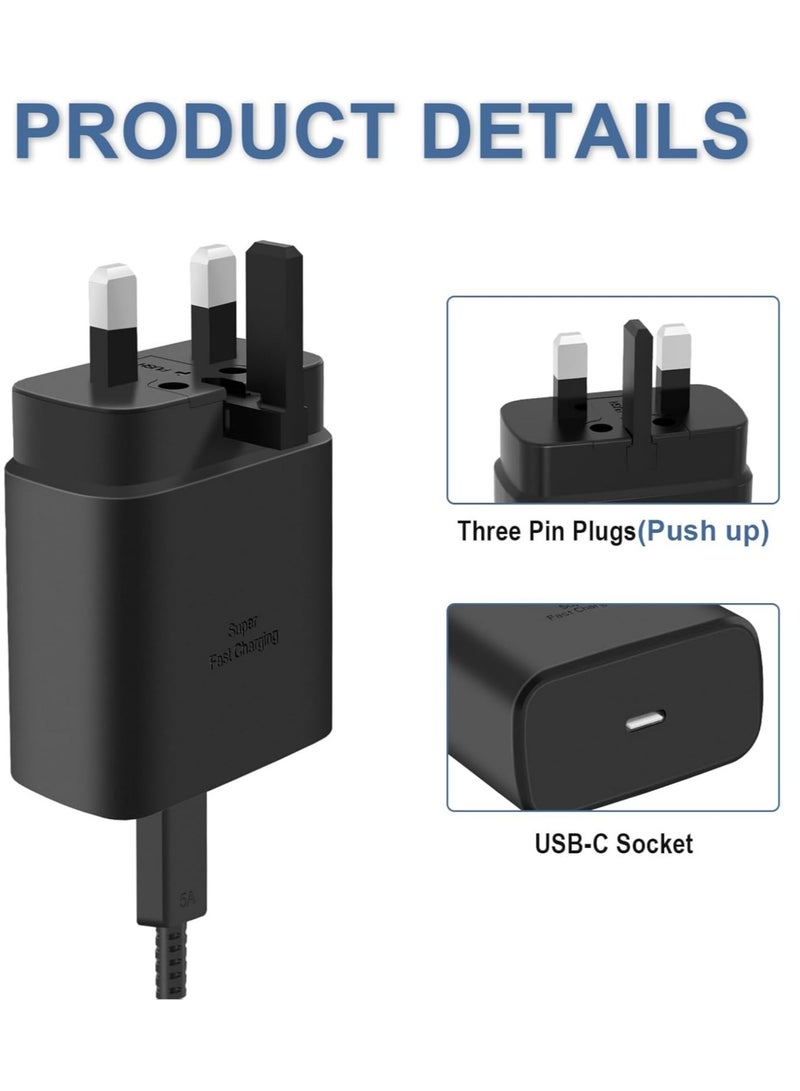 بيوينتي 45W Super Fast USB-C Charger for Samsung Galaxy S24/S23 Series  Google Pixel 9 – Includes 6.6ft 5A Type-C Cable - Image 3