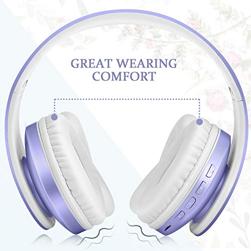 TUINYO Wireless Headphones Over Ear, Bluetooth Headphones with Microphone, Foldable Stereo Wireless Headsetfor Travel Work TV PC Cellphone-Purple - Image 2