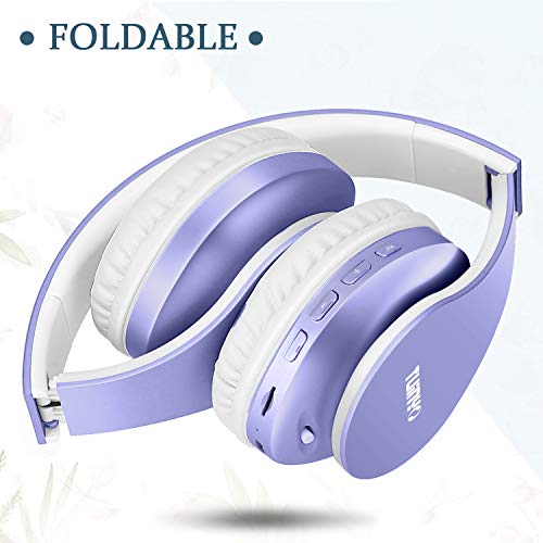 TUINYO Wireless Headphones Over Ear, Bluetooth Headphones with Microphone, Foldable Stereo Wireless Headsetfor Travel Work TV PC Cellphone-Purple - Image 3