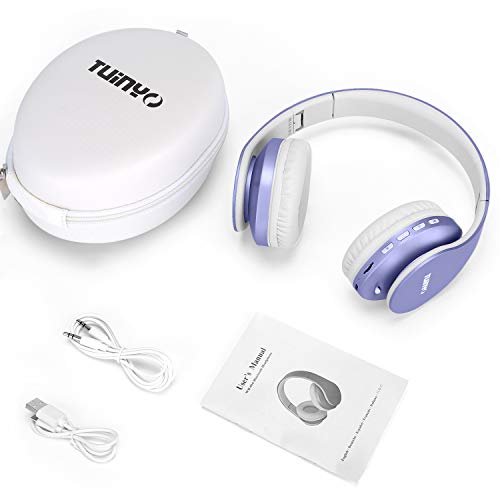 TUINYO Wireless Headphones Over Ear, Bluetooth Headphones with Microphone, Foldable Stereo Wireless Headsetfor Travel Work TV PC Cellphone-Purple - Image 5