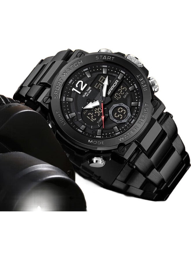 Sanda Electronic Watch Men Students Waterproof Sports Watch For Junior And Senior High School Students Qixi Valentine'S Day Gift For Boyfriend 6178 Black - Image 1