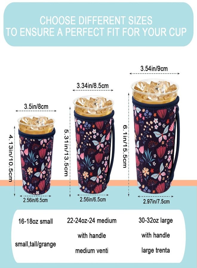 KJQJLY FEYKEY 3 Reusable Iced Coffee Sleeves for Iced Coffee Cups or Drinks Reusable Neoprene Insulated Sleeves for Hot and Cold Drinks from Starbucks, Dunkin, And More (Butterfly Bush) - Image 2