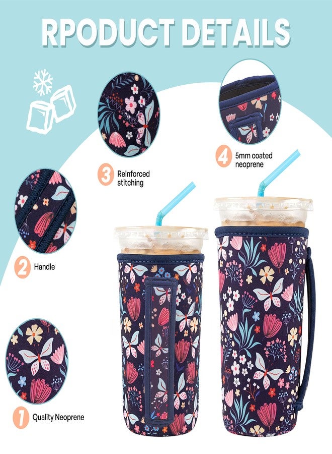 KJQJLY FEYKEY 3 Reusable Iced Coffee Sleeves for Iced Coffee Cups or Drinks Reusable Neoprene Insulated Sleeves for Hot and Cold Drinks from Starbucks, Dunkin, And More (Butterfly Bush) - Image 4