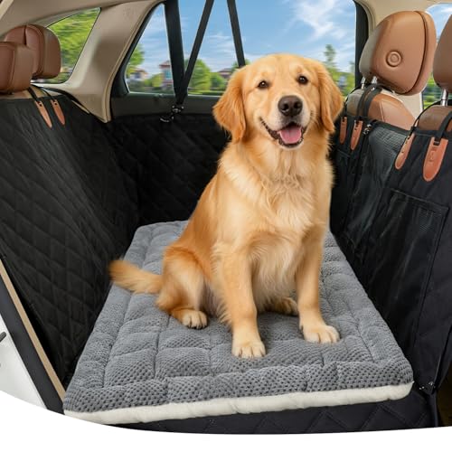 Zanch Thick Supportive Dog Car Bed for Car Backseat, Soft Non-Slip Travel Car Blanket Seat Cover with Joint Protection, Fits SUVs, Trucks & Backseat Extenders [Grey, 52.36"×24.8"] - Image 1