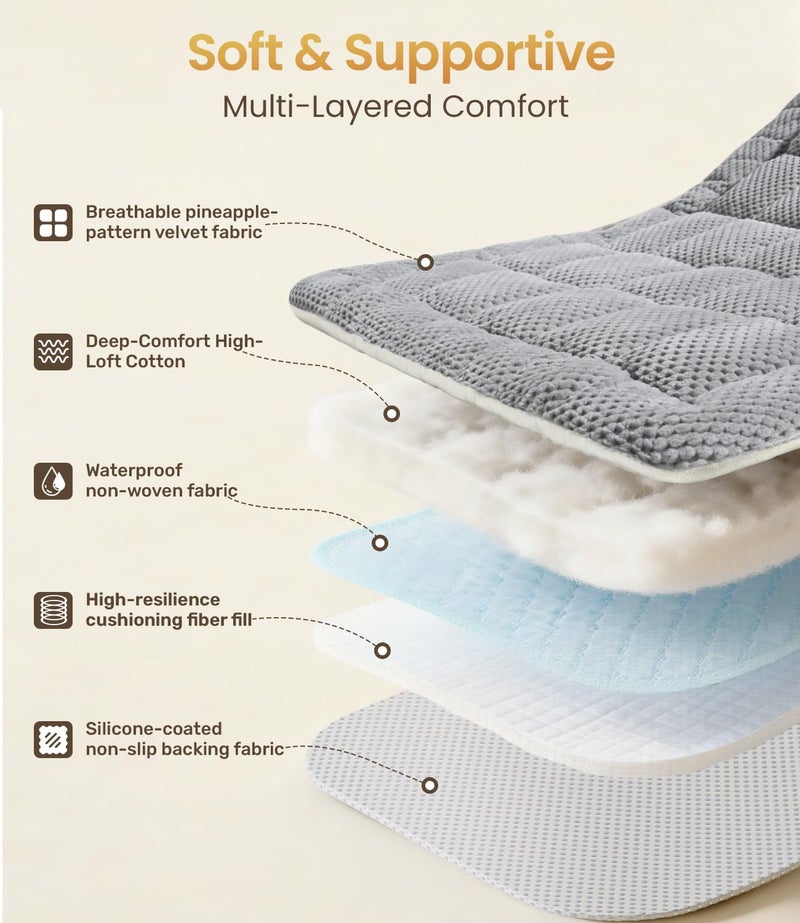 Zanch Thick Supportive Dog Car Bed for Car Backseat, Soft Non-Slip Travel Car Blanket Seat Cover with Joint Protection, Fits SUVs, Trucks & Backseat Extenders [Grey, 52.36"×24.8"] - Image 4