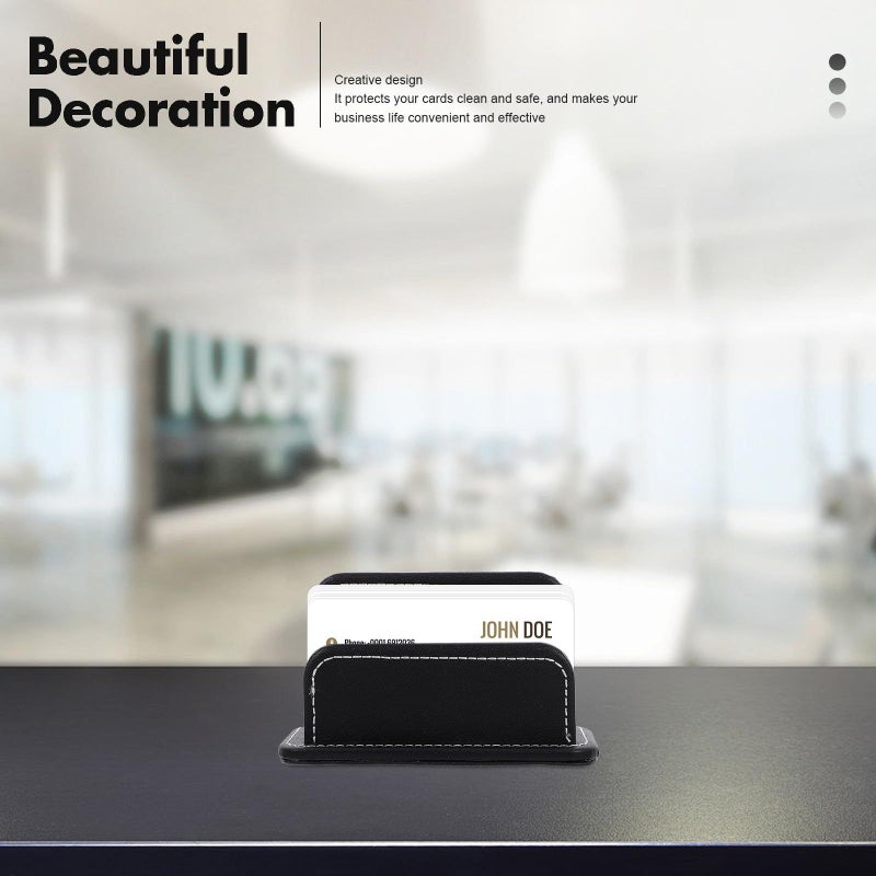 Pu Leather Business Card Holder Desk Organizer Display Stand Compact Name Case Office Supply Random Color - Image 5