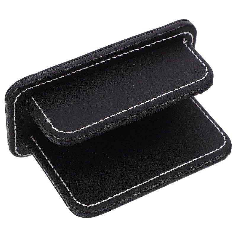 Pu Leather Business Card Holder Desk Organizer Display Stand Compact Name Case Office Supply Random Color - Image 2