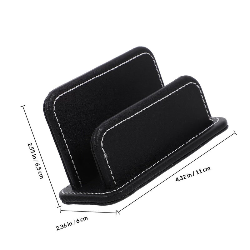 Pu Leather Business Card Holder Desk Organizer Display Stand Compact Name Case Office Supply Random Color - Image 3