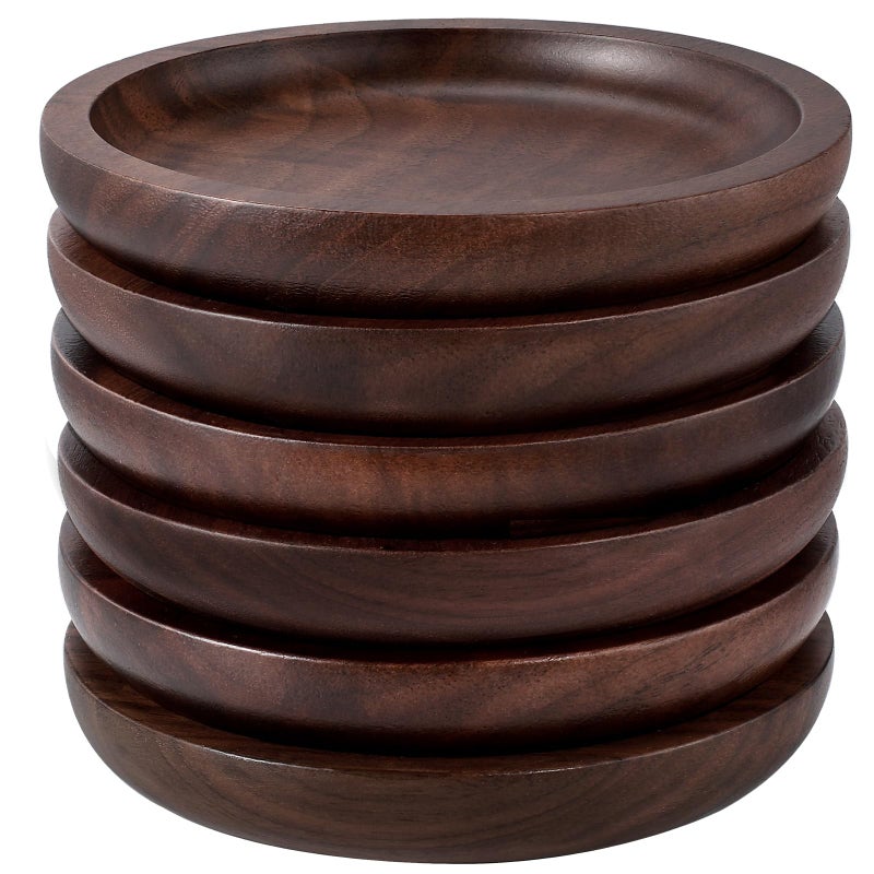 Wood Coasters Set of 6 for Drinks MAPRIAL 4 Inch Gorgeous Wooden Coasters 100 Natural Walnut with AntiScratch Backing for Coffee Bar Table Mom Gifts Home Decor Any Cups