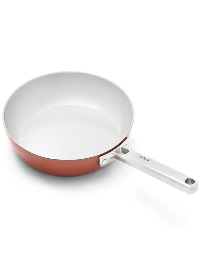 Ember Cookware Arcilla Ceramic Frying Pan 24cm | Non Stick Induction Cookware | Non Toxic Pan | ISI Certified | Ceramic Fry Pan for Cooking | Steel Handle | 5-Year Warranty | Terracotta - Image 1