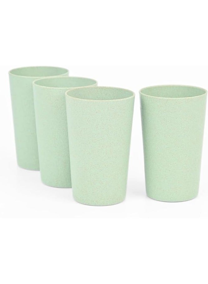 FRENVI Frosted Tumbler 270 ml Set of 4 | Made with Rice Husk & Bamboo Fibers | Microwave Safe Tumblers | Celeste Green - Image 1