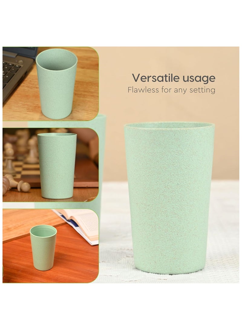 FRENVI Frosted Tumbler 270 ml Set of 4 | Made with Rice Husk & Bamboo Fibers | Microwave Safe Tumblers | Celeste Green - Image 3