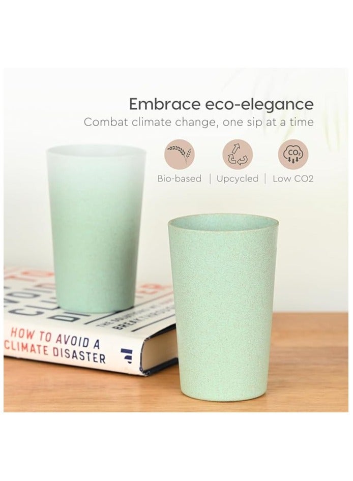 FRENVI Frosted Tumbler 270 ml Set of 4 | Made with Rice Husk & Bamboo Fibers | Microwave Safe Tumblers | Celeste Green - Image 5