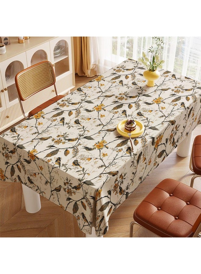 LINENWALAS 100% Cotton Table Cloth for 6 Seater Dining Table, Printed Rectangular Table Cover for Centre Table, 60 x 90 Inches (Birdie Bliss, 6 Seater) - Image 1