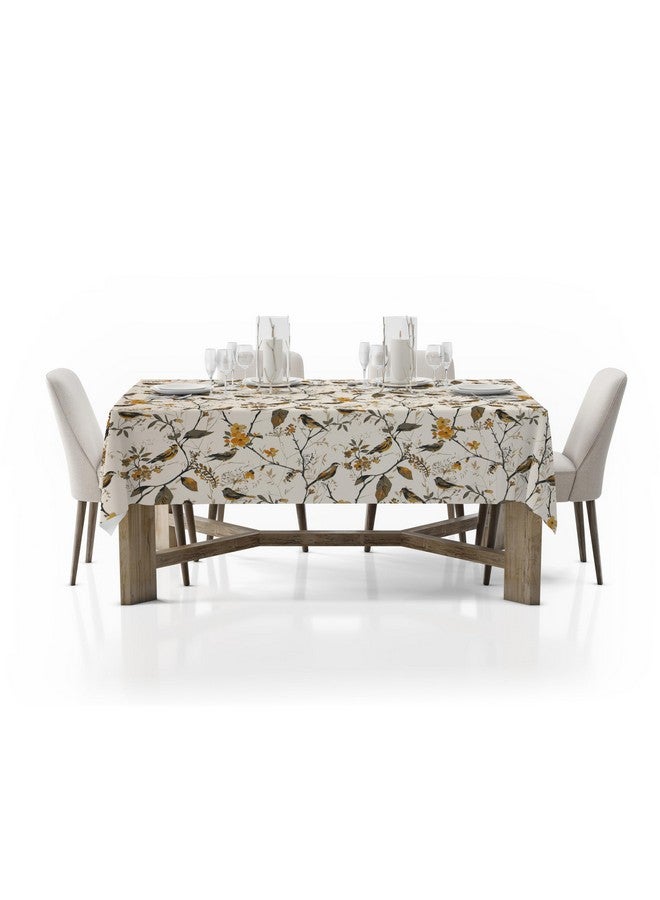 LINENWALAS 100% Cotton Table Cloth for 6 Seater Dining Table, Printed Rectangular Table Cover for Centre Table, 60 x 90 Inches (Birdie Bliss, 6 Seater) - Image 3