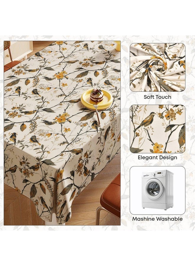 LINENWALAS 100% Cotton Table Cloth for 6 Seater Dining Table, Printed Rectangular Table Cover for Centre Table, 60 x 90 Inches (Birdie Bliss, 6 Seater) - Image 4