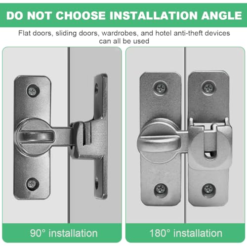 HASTHIP® Door Latch Door Lock 90°/180° Gate Door Latch Lock Rugged Aluminum Alloy Door Latch Lock No Drill Latch Lock for Gate, Door, Closet, Cabinet, with Screw Packs and Installation Accessories - Image 4