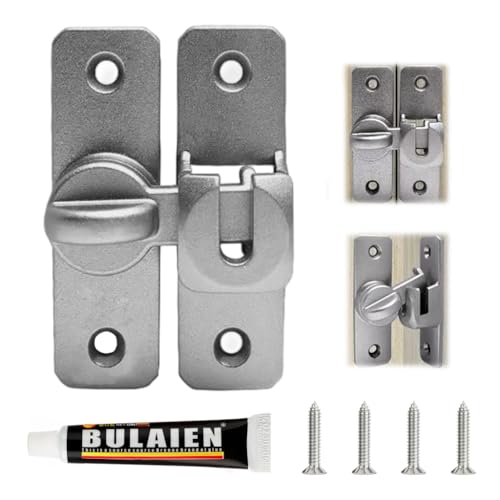HASTHIP® Door Latch Door Lock 90°/180° Gate Door Latch Lock Rugged Aluminum Alloy Door Latch Lock No Drill Latch Lock for Gate, Door, Closet, Cabinet, with Screw Packs and Installation Accessories - Image 1