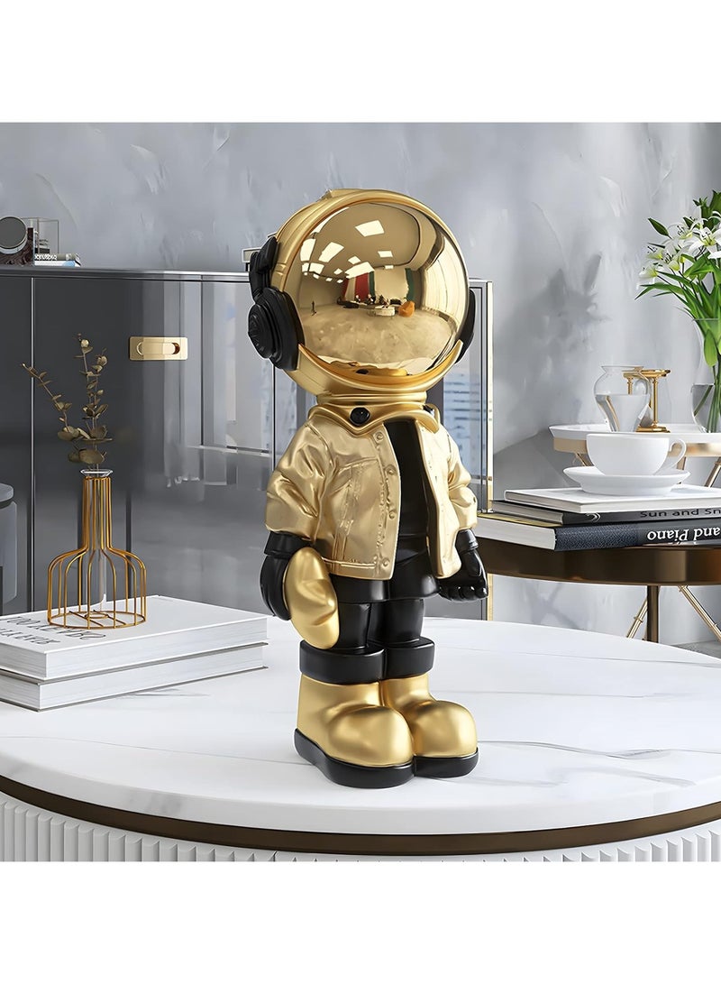 general Astronaut Sculpture Astronaut Statue Decoration, Home Decor Sculpture, Artistic Gold and Black Shelf Decoration, Cool Metal Mask Tabletop Decoration, Large Spaceman Figure Decoration - Image 2