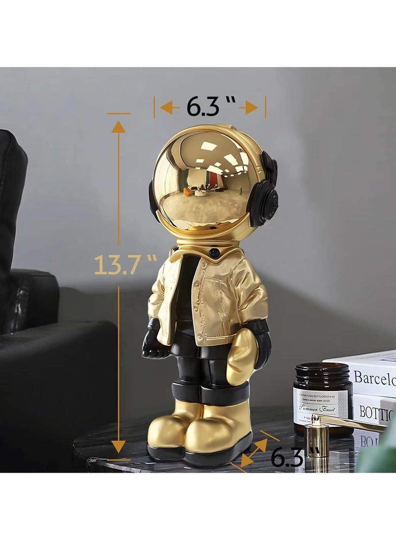 general Astronaut Sculpture Astronaut Statue Decoration, Home Decor Sculpture, Artistic Gold and Black Shelf Decoration, Cool Metal Mask Tabletop Decoration, Large Spaceman Figure Decoration - Image 4