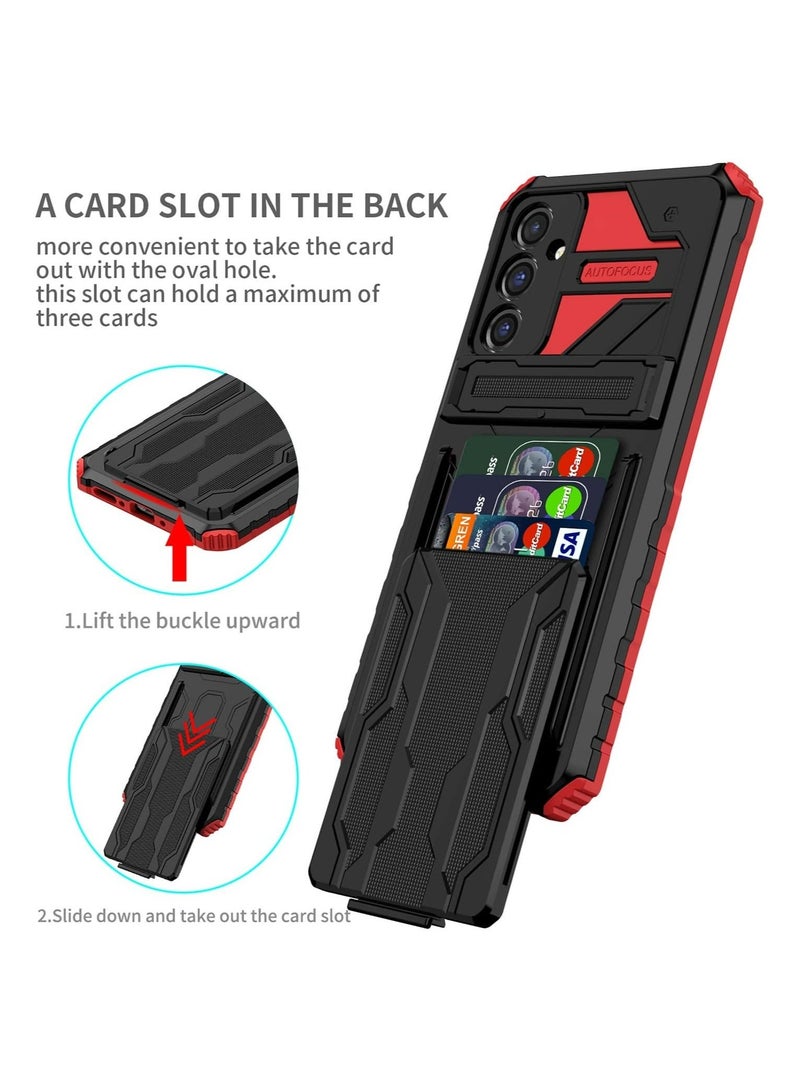 Protective Cover for Samsung Galaxy A24 4G Wallet Case with Credit Card Holder Stand Kickstand Slim Rugged Shockproof Heavy Duty Defender Armor  - Image 2