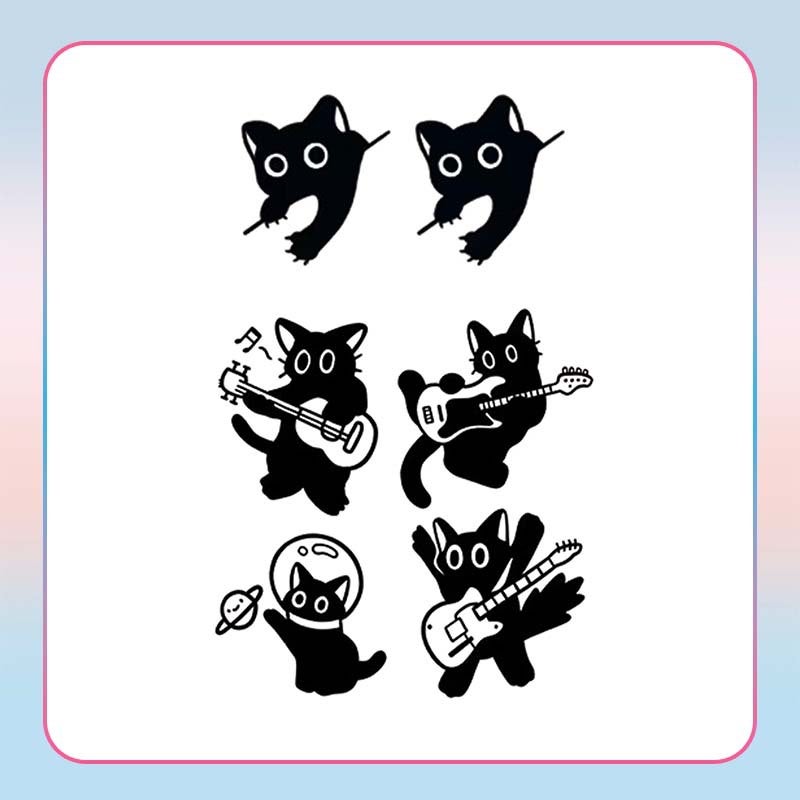 Generic Black kitten tattoo stickers cute ins wind waterproof long-lasting washable stickers cartoon boy and girl arm small fresh CQ041 