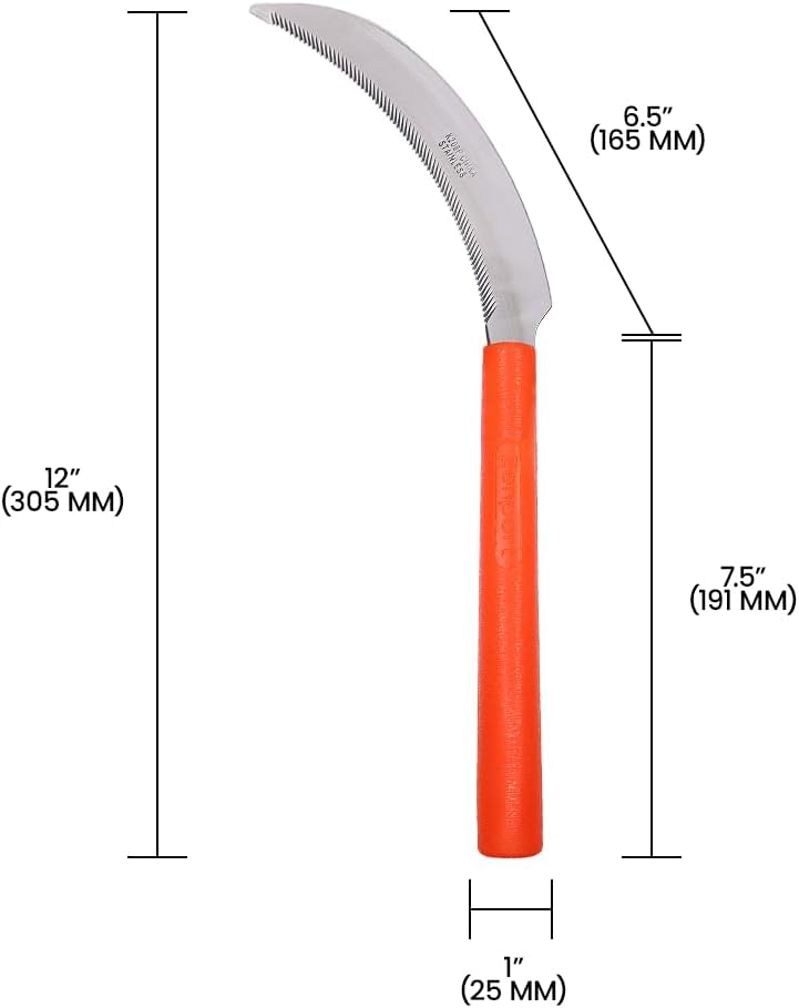 Zenport K208P Harvest Sickle with Plastic Handle, Light Serration, 6.5-Inch Stainless Steel Blade, Orange - 3 Pack - Image 4