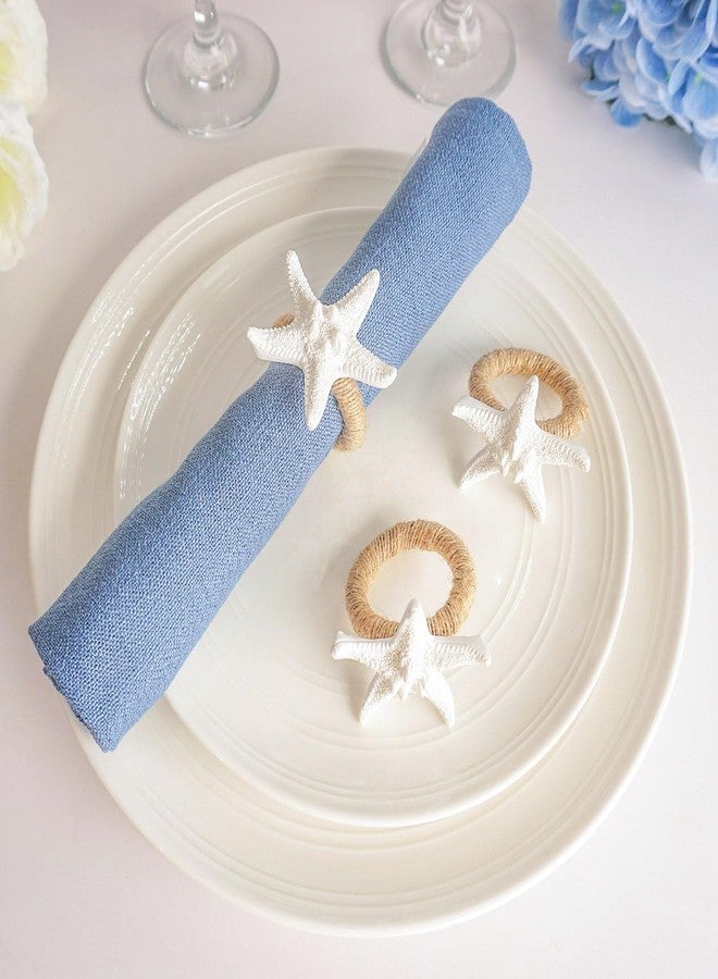 Utalek Starfish Napkin Rings Set of 6, white Sea Star Napkin Ring Holders for Beach Theme Party, Dinner Party, Wedding, Banquet, Summer, Nautical, Coastal Table Decor - Image 4