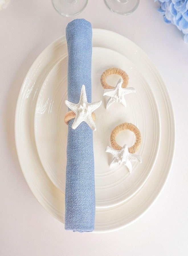 Utalek Starfish Napkin Rings Set of 6, white Sea Star Napkin Ring Holders for Beach Theme Party, Dinner Party, Wedding, Banquet, Summer, Nautical, Coastal Table Decor - Image 3