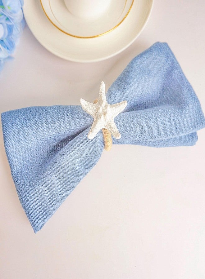 Utalek Starfish Napkin Rings Set of 6, white Sea Star Napkin Ring Holders for Beach Theme Party, Dinner Party, Wedding, Banquet, Summer, Nautical, Coastal Table Decor - Image 5
