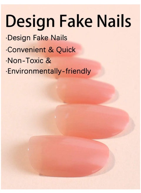 24pcs Long Almond Solid Nail + 1sheet Tape + 1pc Nail File