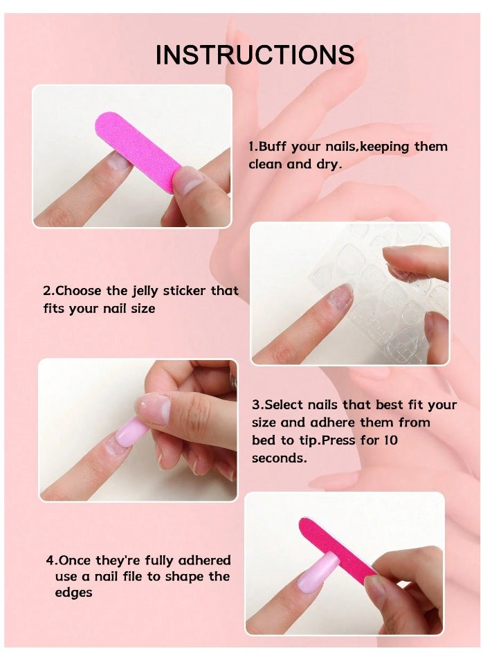 Generic - 24pcs Long Almond Solid Nail + 1sheet Tape + 1pc Nail File - Image 1
