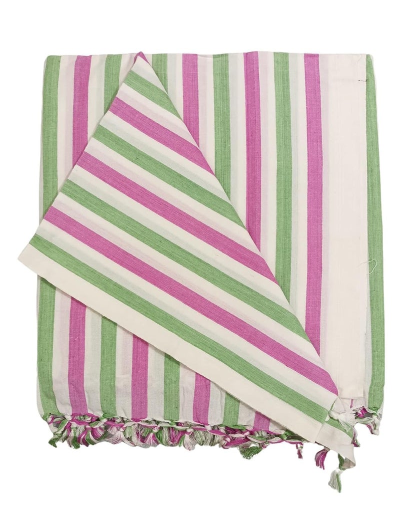 EthnicAlive Bhagalpuri Striped Chadar for Summer| Soft Dull Cotton Chadar for Sleeping | Odhne Wali Chadar-Pink - Image 5