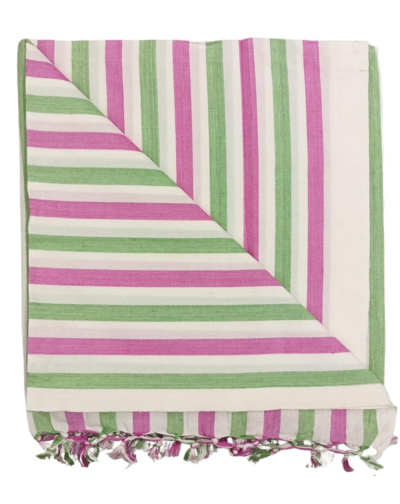 EthnicAlive Bhagalpuri Striped Chadar for Summer| Soft Dull Cotton Chadar for Sleeping | Odhne Wali Chadar-Pink - Image 4