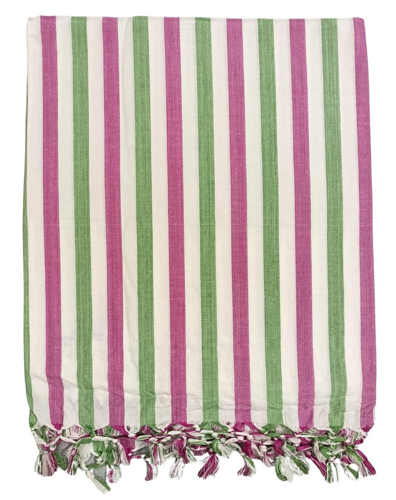 EthnicAlive Bhagalpuri Striped Chadar for Summer| Soft Dull Cotton Chadar for Sleeping | Odhne Wali Chadar-Pink - Image 2