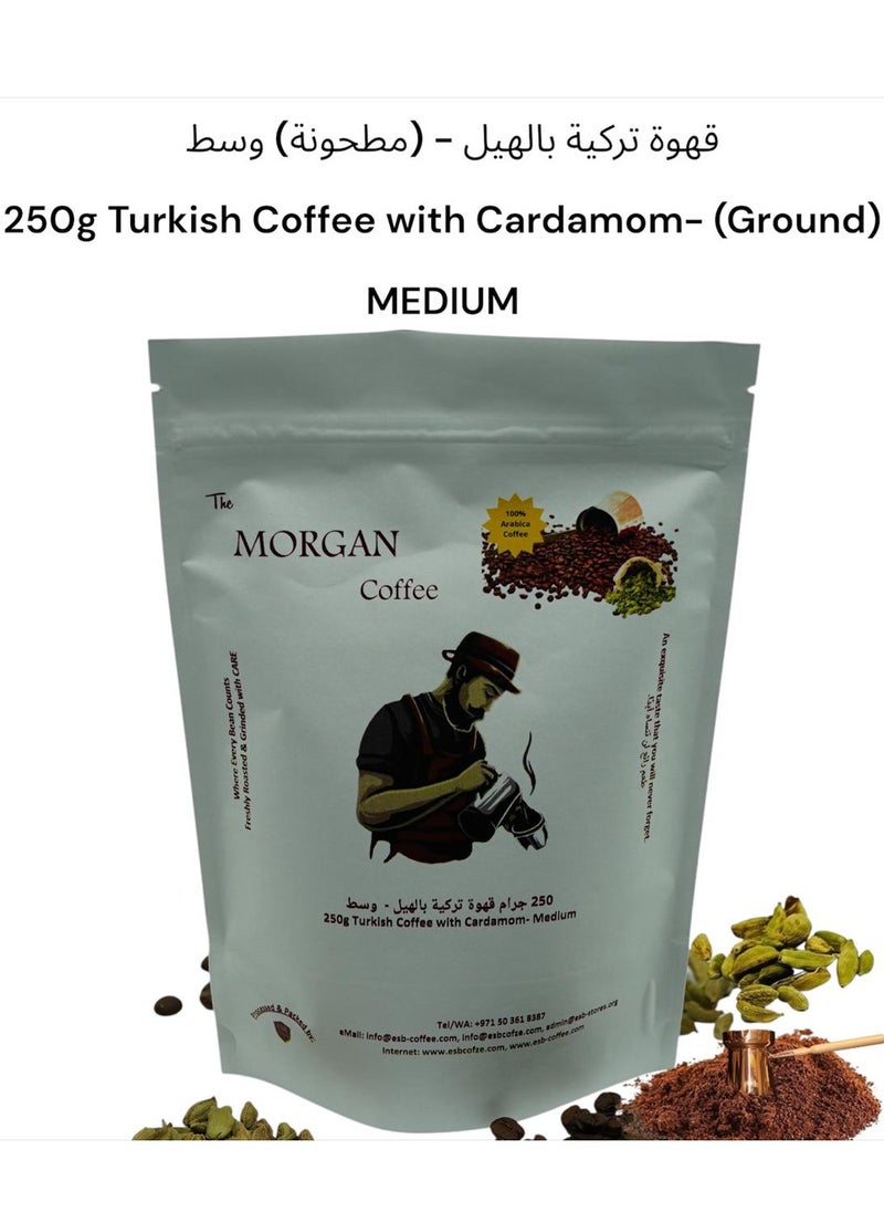 esb coffee - The Morgan Coffee Turkish Coffee With Cardamom (Ground) - 250g MEDIUM - Image 1